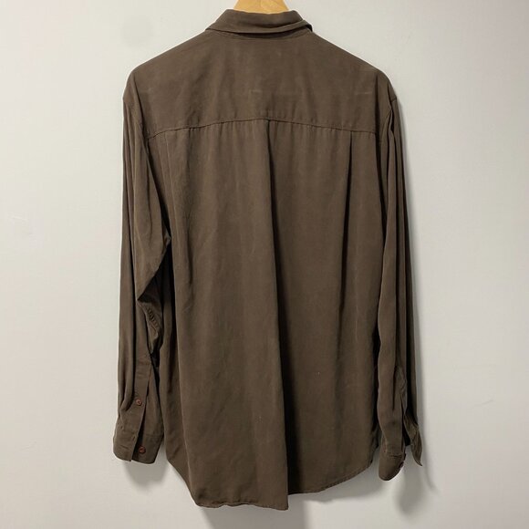 Tommy Bahama 100% Silk Long Sleeve Shirt — Brown, Men’s L - Picture 5 of 5